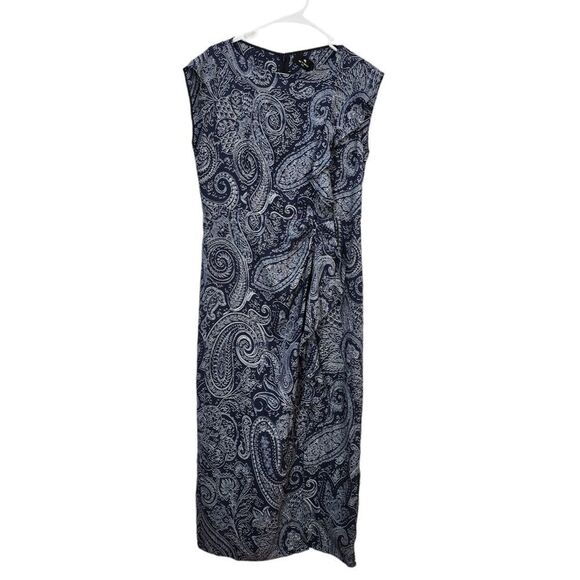 Etro Women's Monochrome Paisley Printed Midi Dress With Ruffle - 48 - Picture 2 of 9